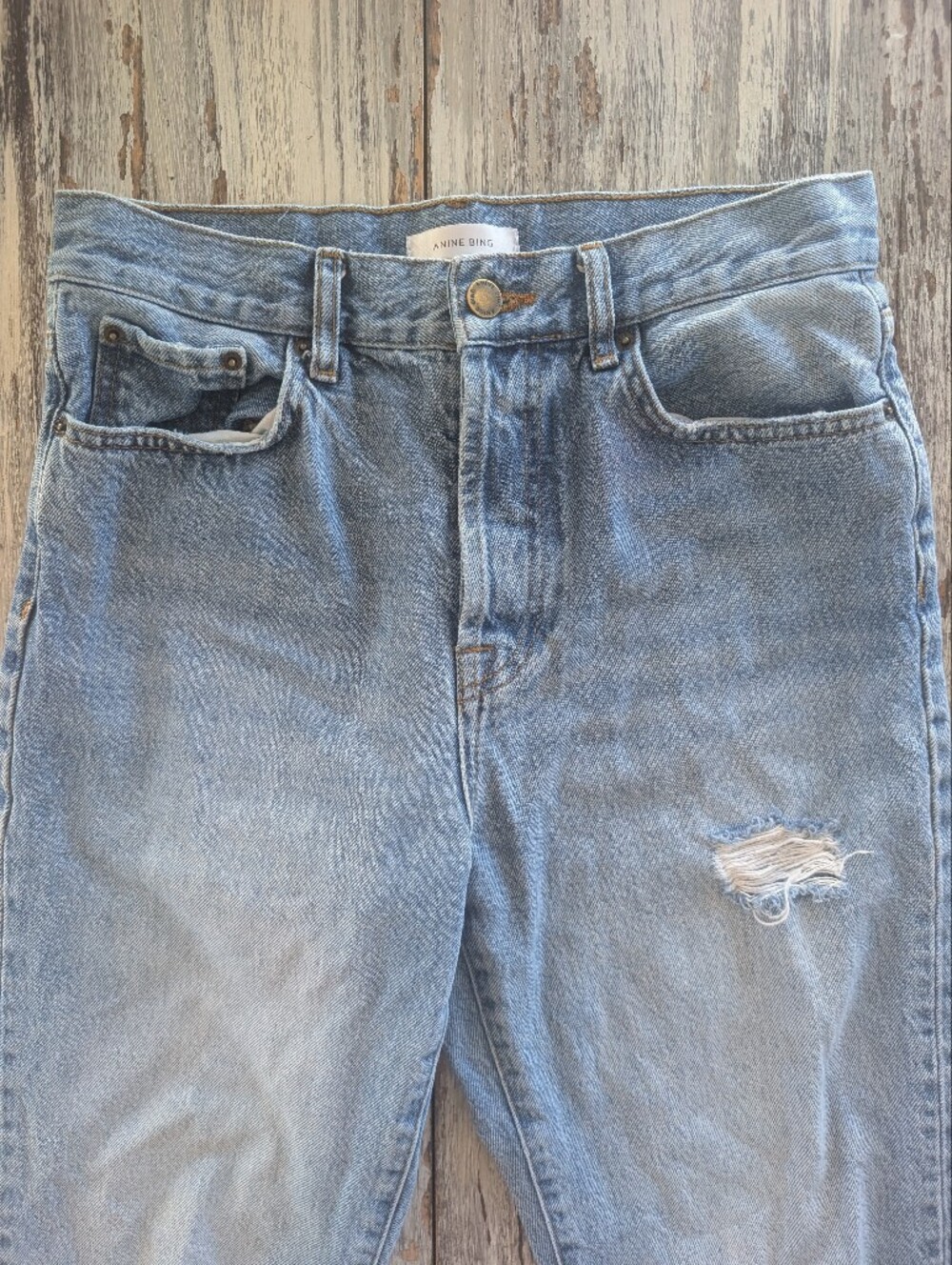 Anine Bing Brenda Mid Rise Distressed Jeans Women's 28 - Picture 4 of 10